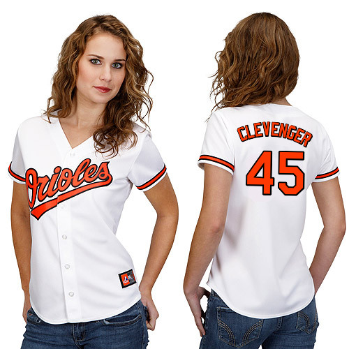 Steve Clevenger #45 mlb Jersey-Baltimore Orioles Women's Authentic Home White Cool Base Baseball Jersey